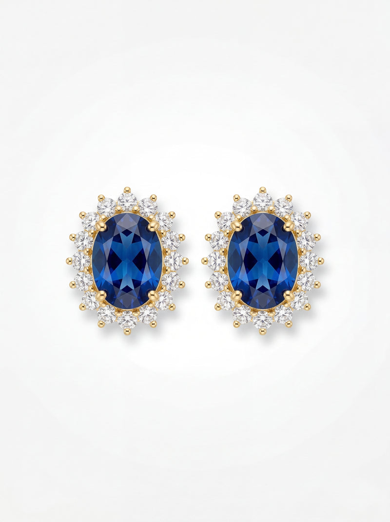 Velmontier Blue Stone Floral Form Women's Earrings